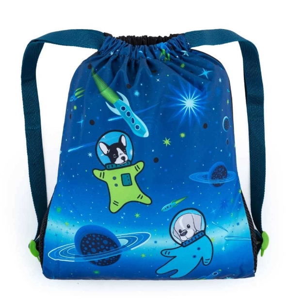 Obrázek z Bagmaster SÁČEK LUMI 22 D školní na přezůvky / tělocvik - psi kosmonauti Modrá 1,5 l 