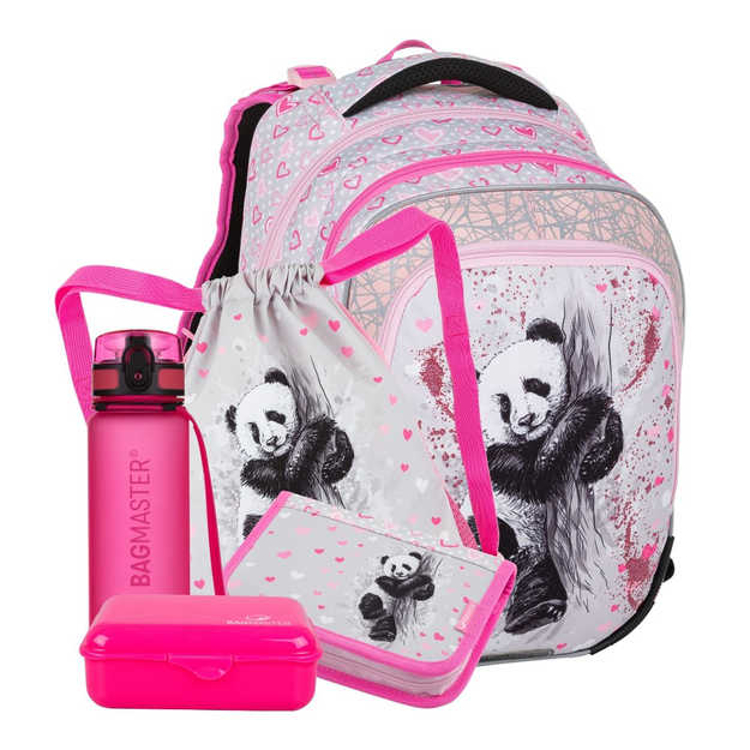 Obrázek z Bagmaster BETA 22 B velký školní set pro prvňáčky - panda růžová 23 l 