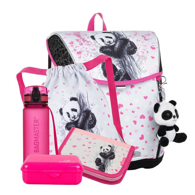 Bagmaster PRIM 23 B velký školní set pro prvňáčky panda Růžová