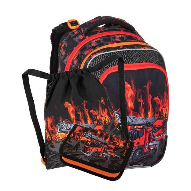 Obrázek z Bagmaster BETA 23 B malý školní set pro prvňáčky - Hasiči Červená 18 l 