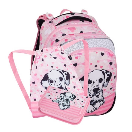 Obrázek Bagmaster BETA 24 A malý školní set pro prvňáčky – dalmatin Modrá 18 l