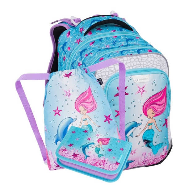 Obrázek z Bagmaster LUMI 24 A malý školní set pro prvňáčky – mořská panna Modrá 18 l 