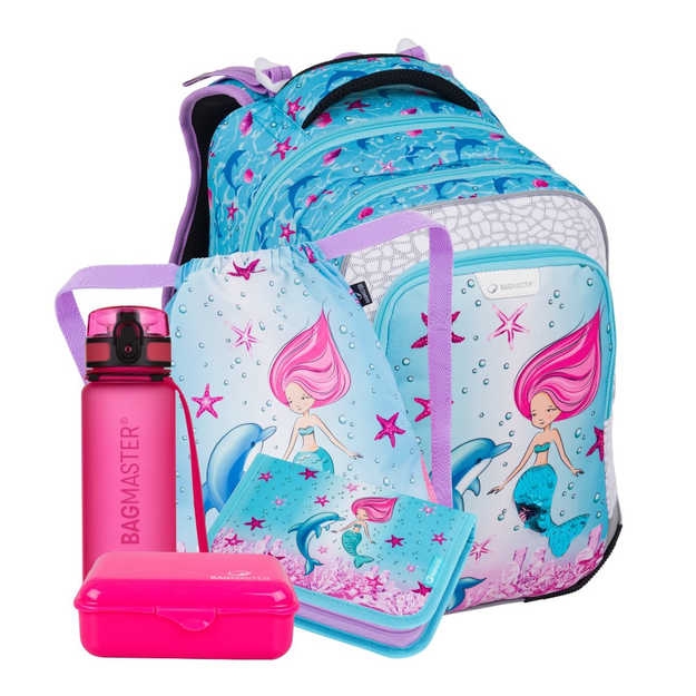 Obrázek z Bagmaster LUMI 24 A velký školní set pro prvňáčky – mořská panna Modrá 18 l 