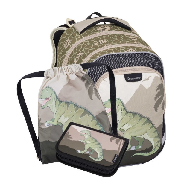 Obrázek z Bagmaster LUMI 24 C malý školní set pro prvňáčky – dinosaurus Zelená 18 l 