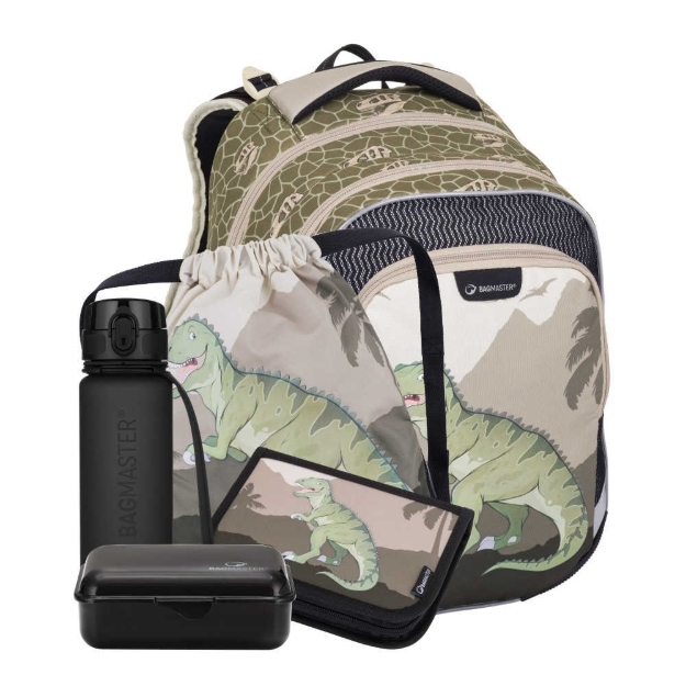 Obrázek z Bagmaster LUMI 24 C velký školní set pro prvňáčky – dinosaurus Zelená 18 l 