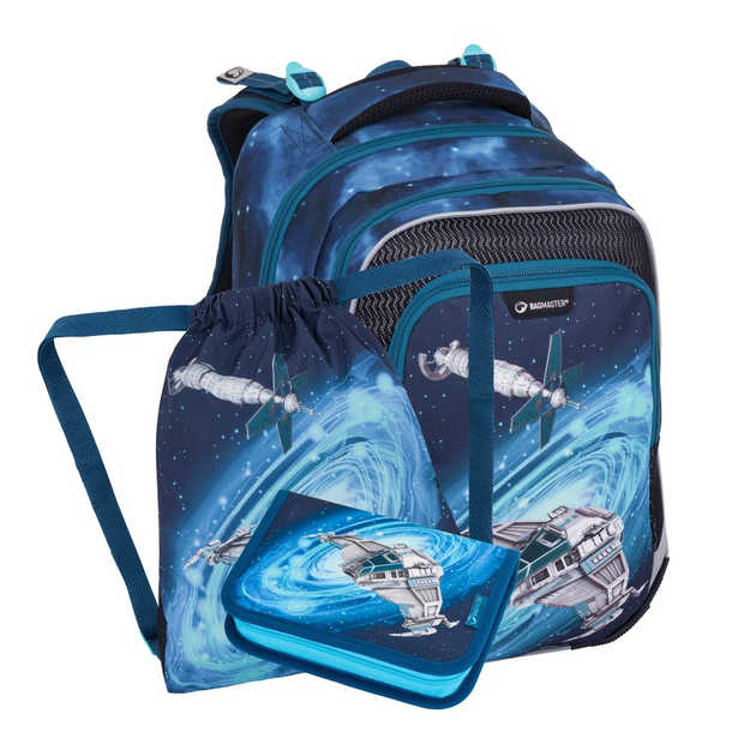 Obrázek z Bagmaster LUMI 24 D malý školní set pro prvňáčky – vesmírná loď Modrá 18 l 