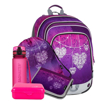 Obrázek z Velký školní set pro prvňáčky - srdce s kamínky fialová 23 l 