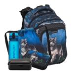 Obrázek z Bagmaster LUMI 24 F velký školní set pro prvňáčky – vlk Modrá 18 l 