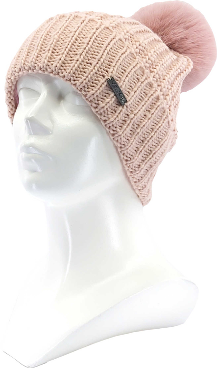 Obrázek z VOXX Čepice dámská pletená MINOR s merino a bambulí RŮŽOVÁ 