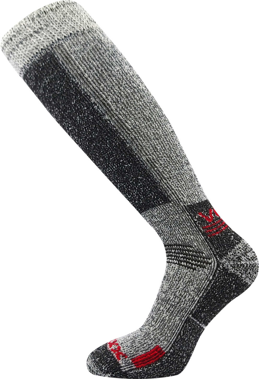 Obrázek z VOXX Podkolenky zimní thermo ORBIT z merino vlny ŠEDÉ MELÉ S ČERVENOU 