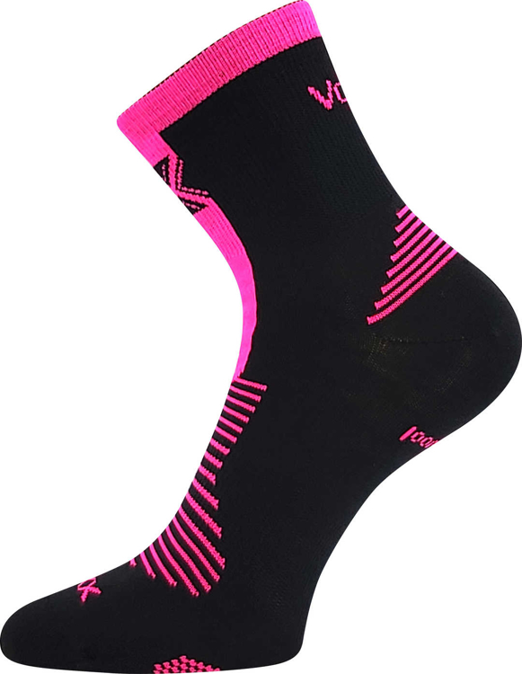 Obrázek z VOXX Ponožky slabé z merino WORALF s ionty stříbra ČERNÉ s neon růžovou (3 páry) 