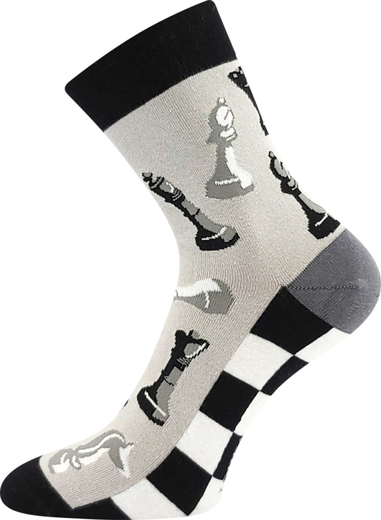 Obrázek z LONKA Ponožky společenské vtipné DEVIVE s obrázky ŠACHY (3 páry) 