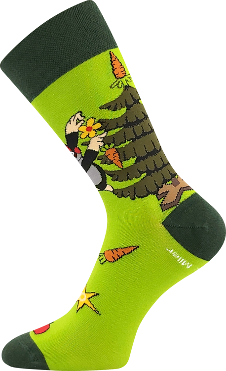 Obrázek z BOMA Ponožky společenské KR 211 s vánočním obrázkem Krtka ZELENÉ (3 páry) 