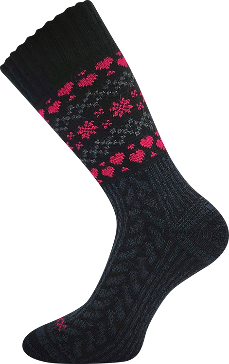Obrázek z VOXX Ponožky dámské zimní vlněné VELTRA černé s magentovou 