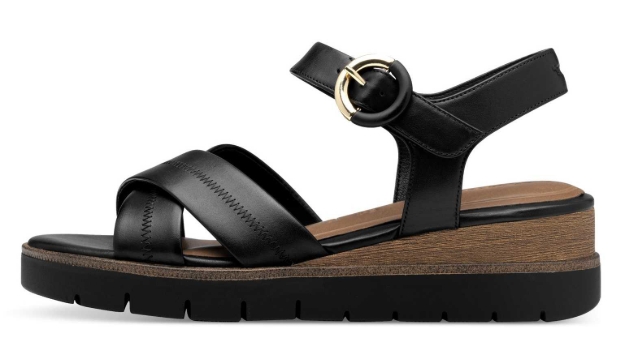 Obrázek z Tamaris 1-28202-42-003 Dámské sandály na klínku černé 