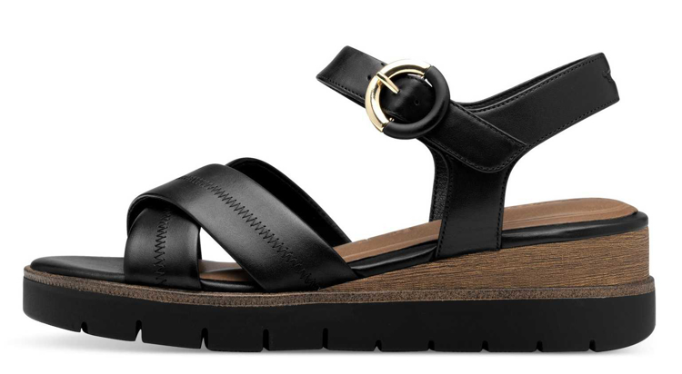 Obrázek z Tamaris 1-28202-42-003 Dámské sandály na klínku černé 