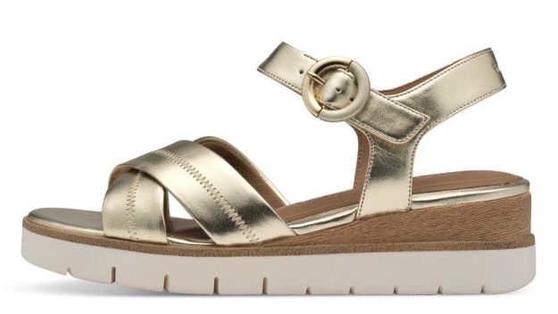 Obrázek z Tamaris 1-28202-42-933 Dámské sandály na klínku zlaté 