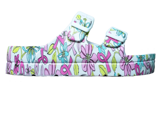 Obrázek z Dámské pantofle na platformě v bílé barvě s potiskem 