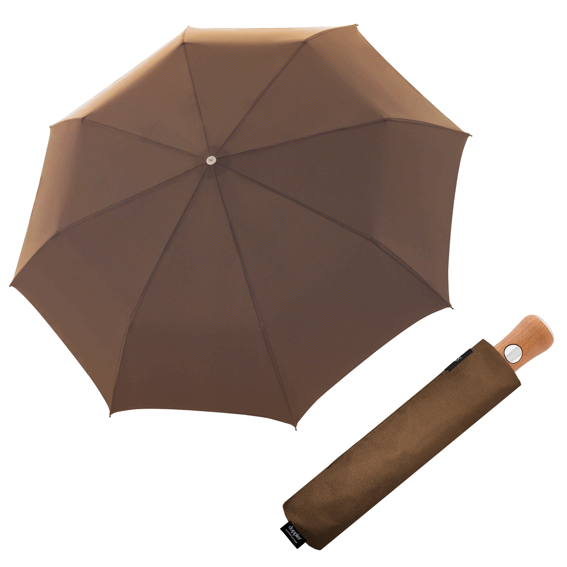DOPPLER MANUFAKTUR Bellino Nickel matt Oxford plně automatický luxusní deštník hnědá 34240NM