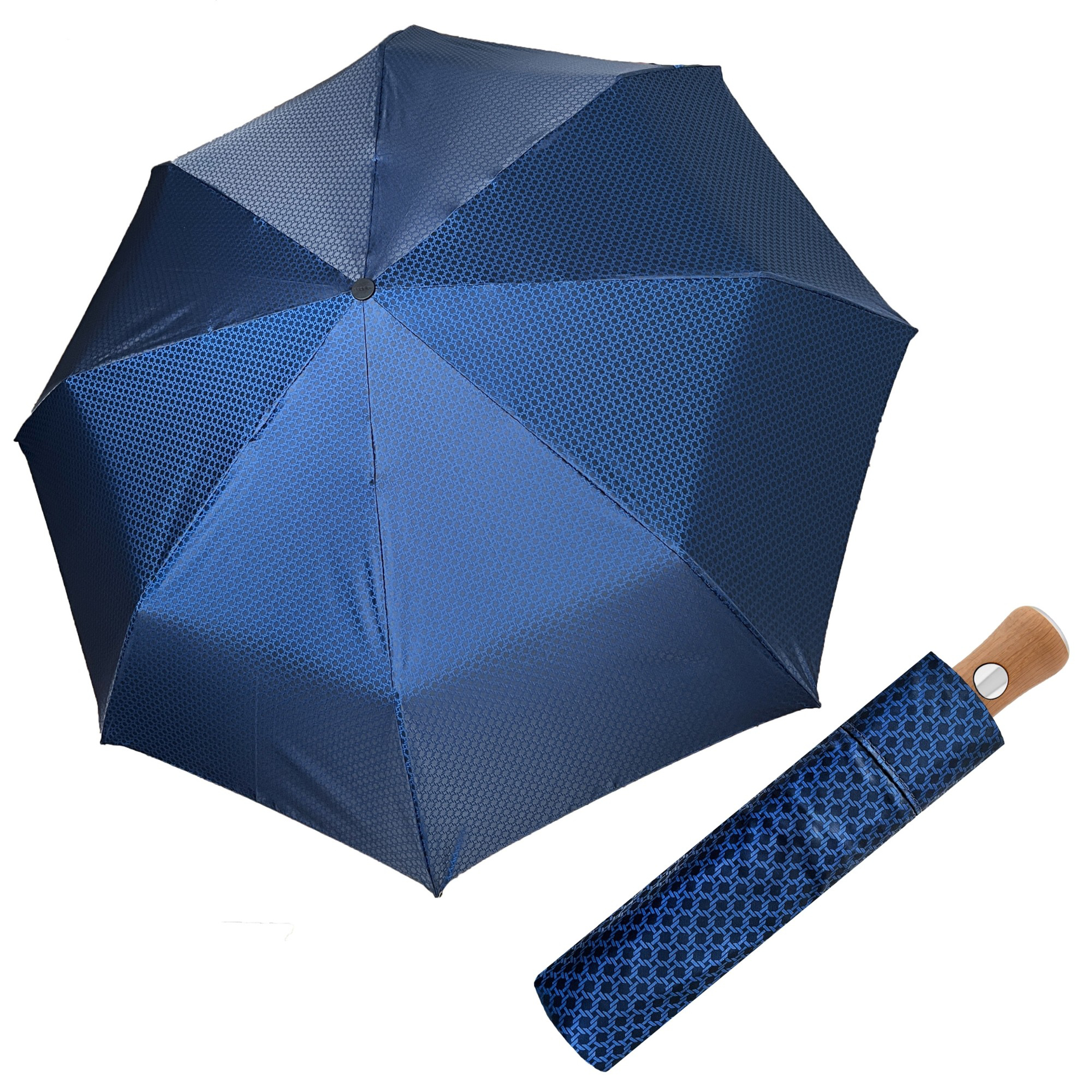 DOPPLER MANUFAKTUR Doppler Bellino Nickel matt, Orion plně automatický luxusní deštník modrá 34235NM