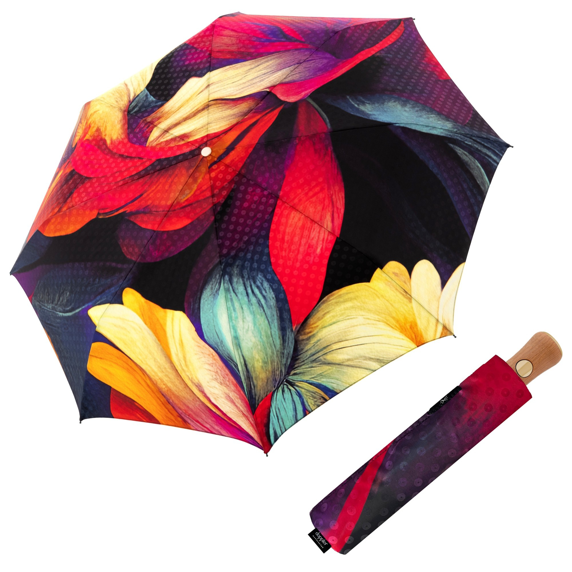 DOPPLER MANUFAKTUR Bellino gold glänzend, Peonie plně automatický luxusní deštník vícebarevný 34219GO