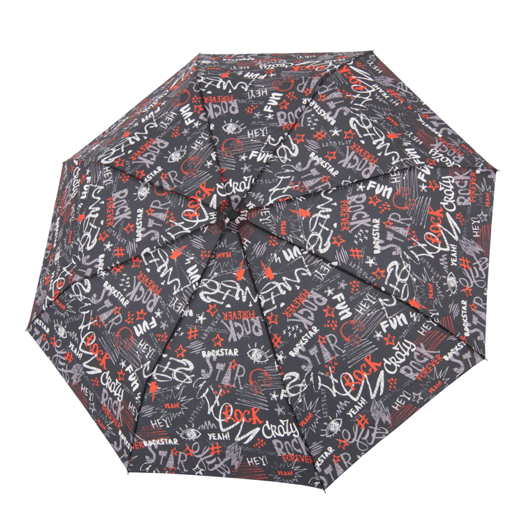 Obrázek z DERBY Hit Magic Printed Graffiti - dámský plně automatický deštník černá 