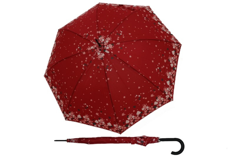 Obrázek z DERBY Lang Hit AC Crystal - dámský holový vystřelovací deštník červená 