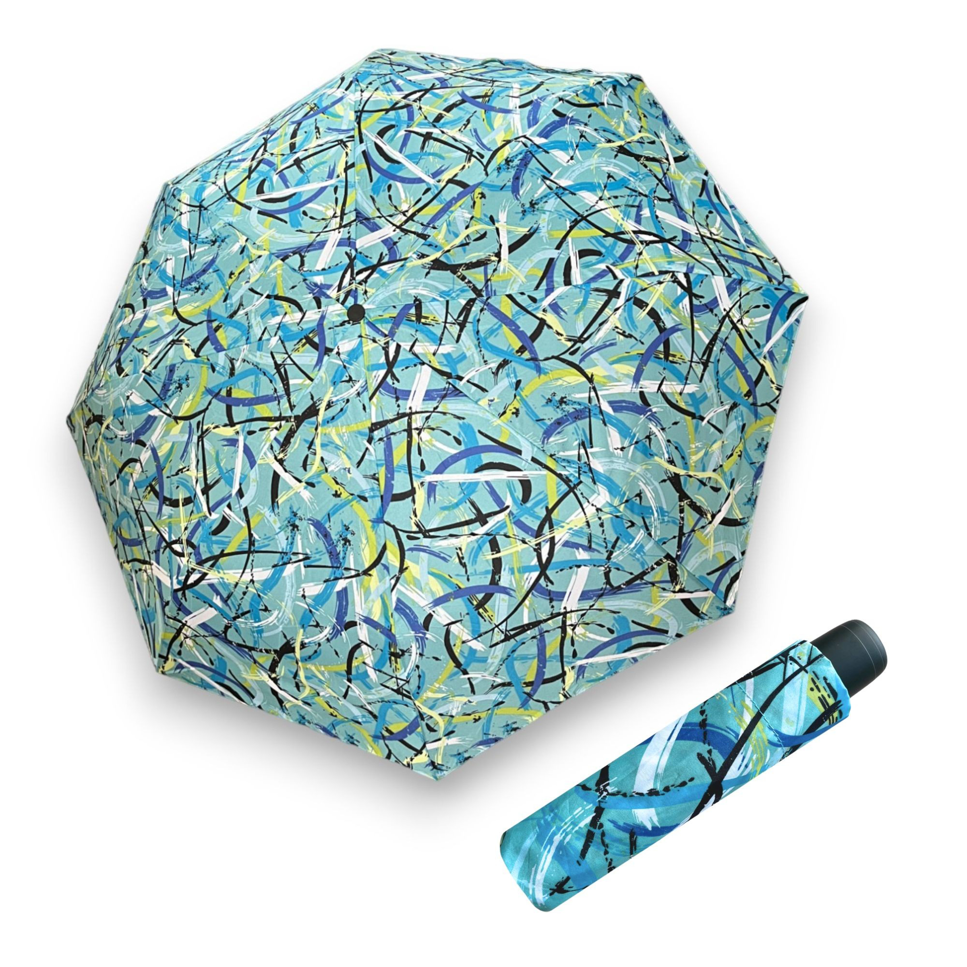 DERBY Hit Mini Moving Lines Blue dámský skládací deštník zelená 70065PML01