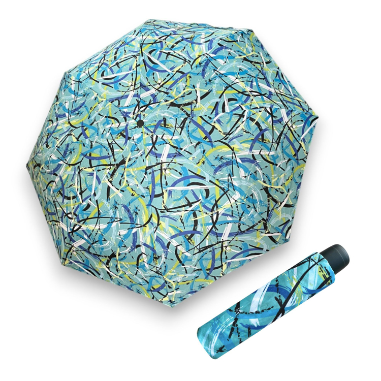 Obrázek z DERBY Hit Mini Moving Lines Blue - dámský skládací deštník zelená 