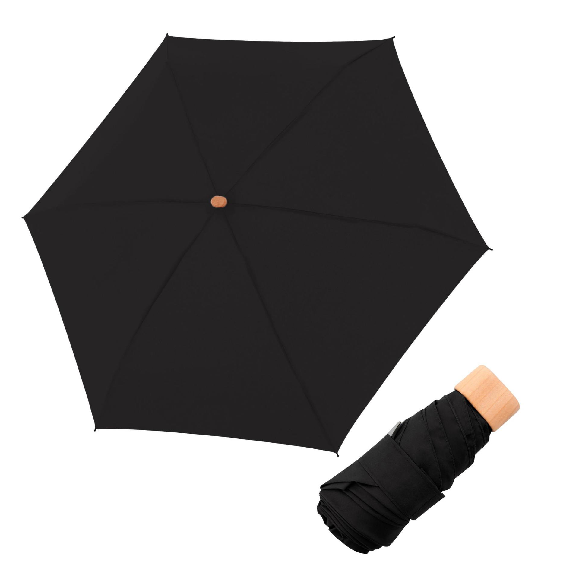 DOPPLER Nature Mini Cork simply black FSC® EKO deštník černá 722763NCSZ