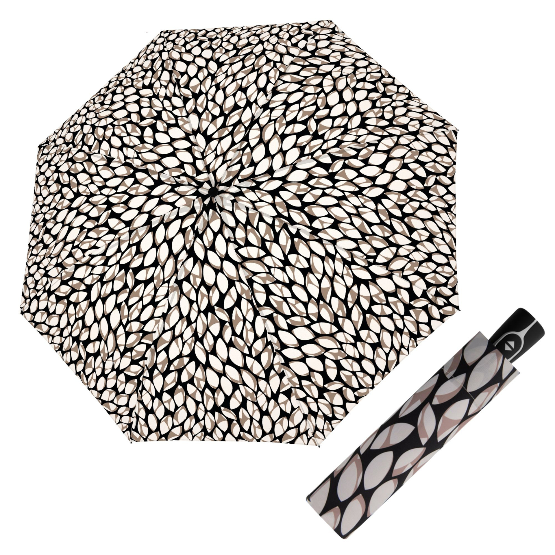 DOPPLER Fiber Magic Leaves taupe – dámský plně automatický deštník 7441465LE01