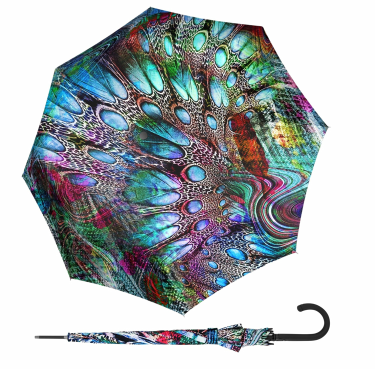 Obrázek z DOPPLER Fiber Flex AC Pavone- dámský holový vystřelovací deštník vícebarevný 