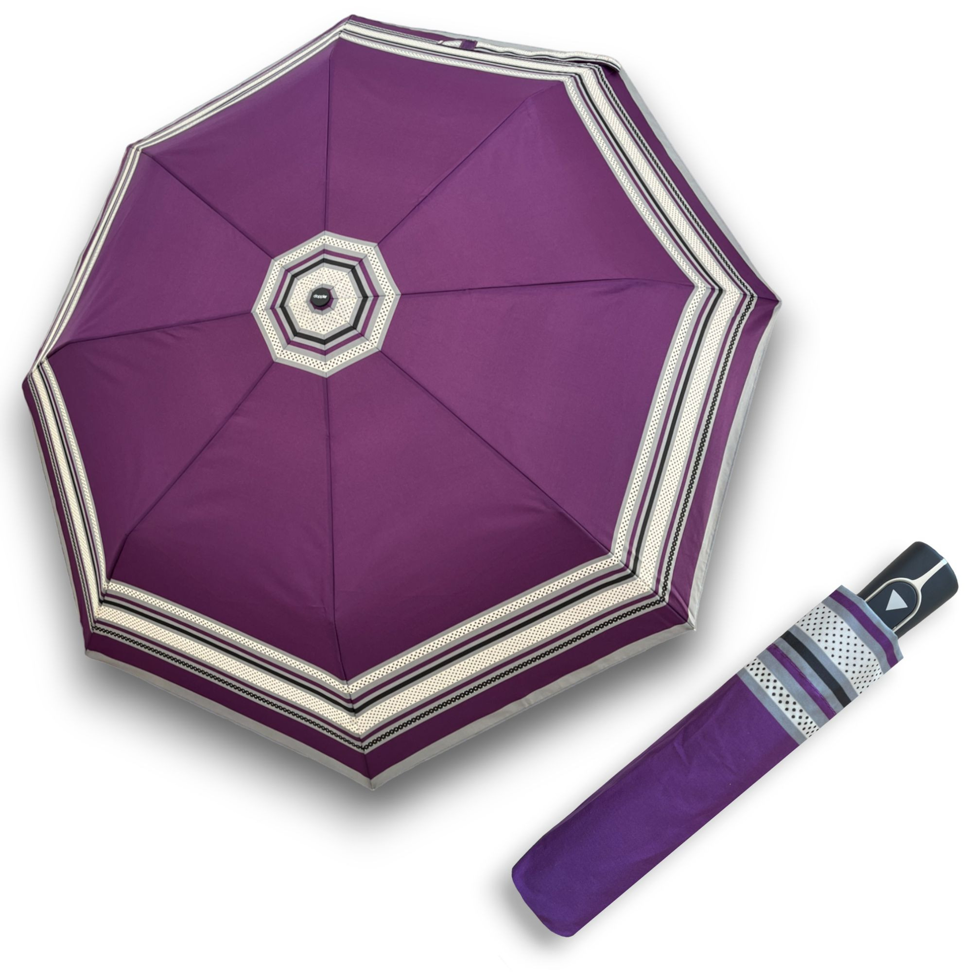 DOPPLER Fieber AC Graphics purple Dots border dámský vystřelovací deštník fialová 730165G2609