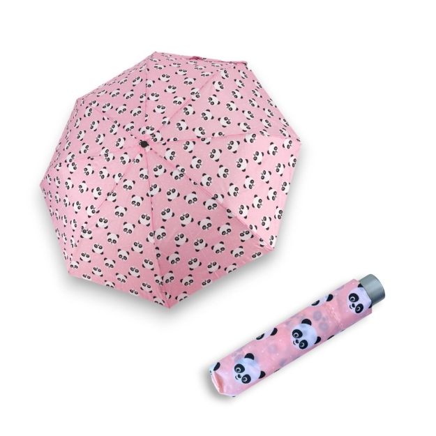 Obrázek z DOPPLER Mini Light Panda Kids - dětský skládací deštník růžová 