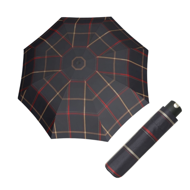 Obrázek z DOPPLER Carbonsteel Mini Woven Karo/černý - dámský skládací deštník černá 