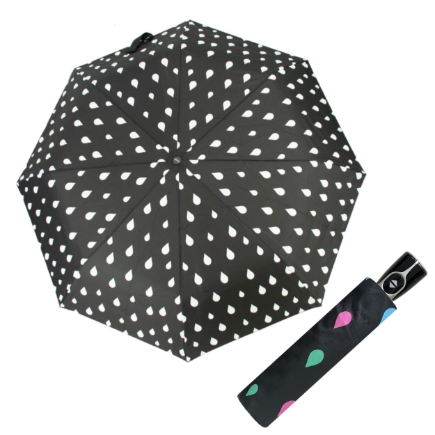 Obrázek z DOPPLER Fiber Magic rain drop - dámský plně automatický deštník černá 