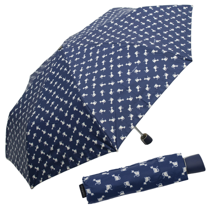 Obrázek z DOPPLER Mini Fiber Kitty Cat - dámský skládací deštník modrá 