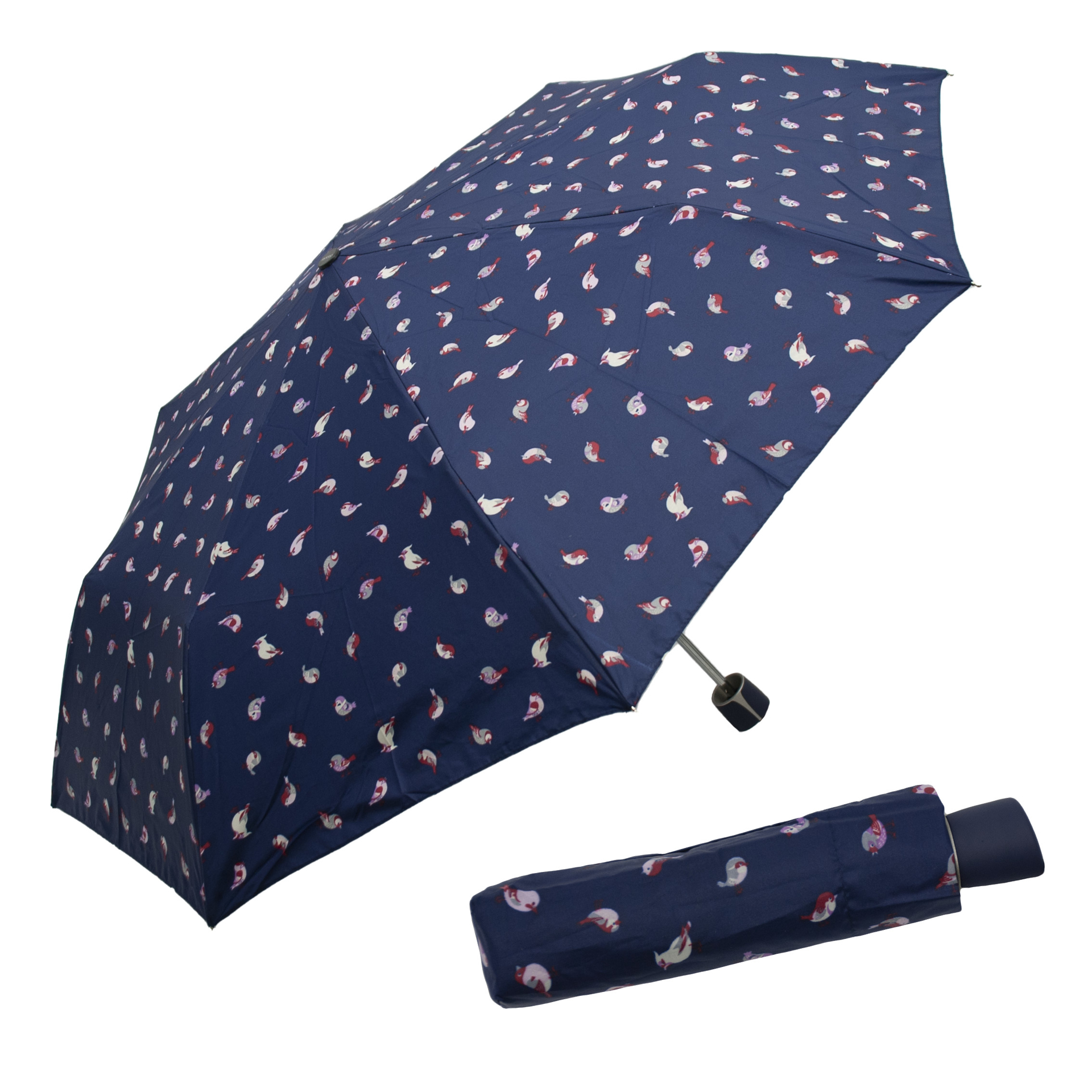 DOPPLER Mini Fiber Birds dámský skládací deštník modrá 726465BR