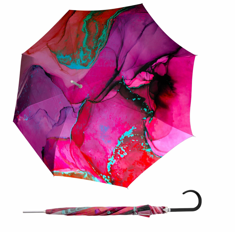Obrázek z DOPPLER Carbonsteel Long AC MARBLE PINK - dámský holový vystřelovací deštník vícebarevný 