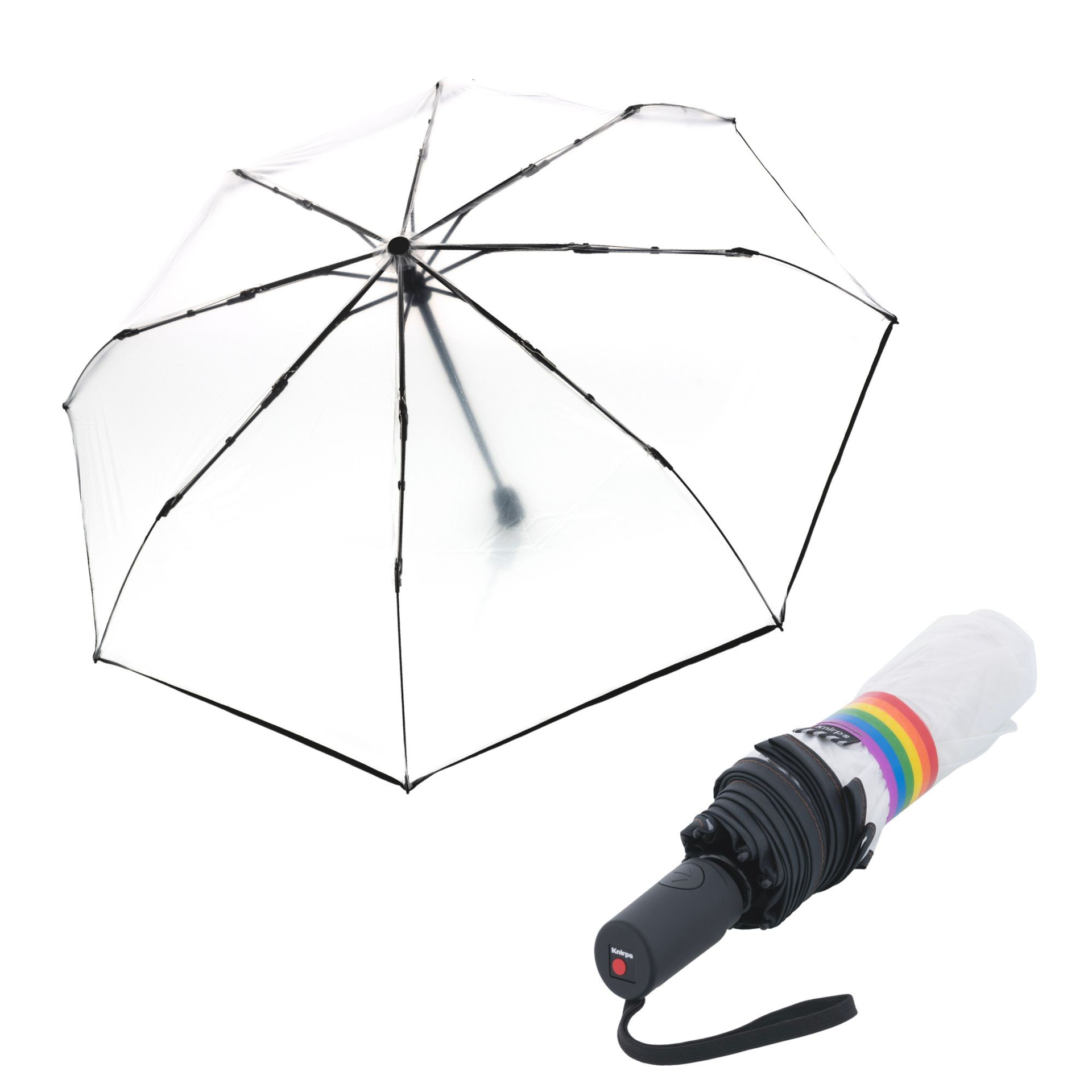 KNIRPS A.200 MEDIUM PRIDE elegantní dámský plnoautomatický deštník transparentní