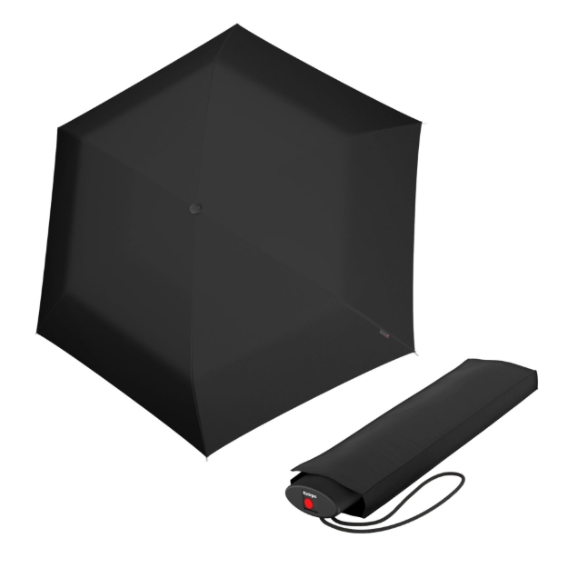 Obrázek z KNIRPS AS.050 SLIM SMALL BLACK - lehký dámský skládací plochý deštník černá 