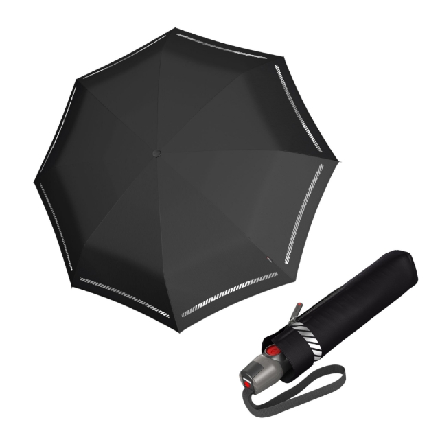 Obrázek z KNIRPS T.200 Reflective black - elegantní plně automatický deštník černá 