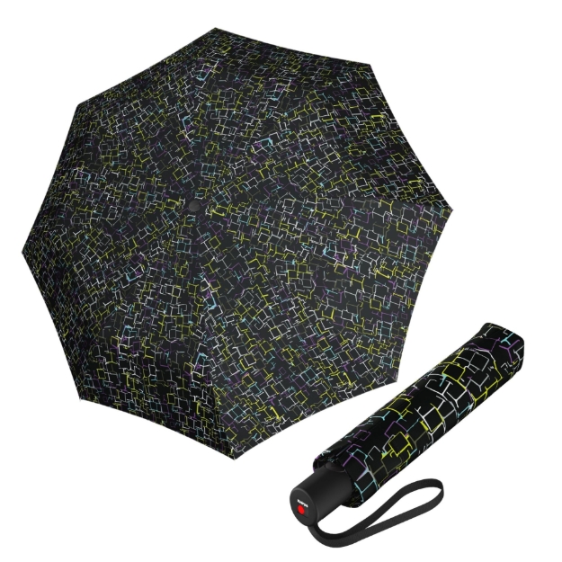Obrázek z Knirps A 200 Medium Duomatic cubes black- elegantní plnoautomatický deštík vícebarevný 
