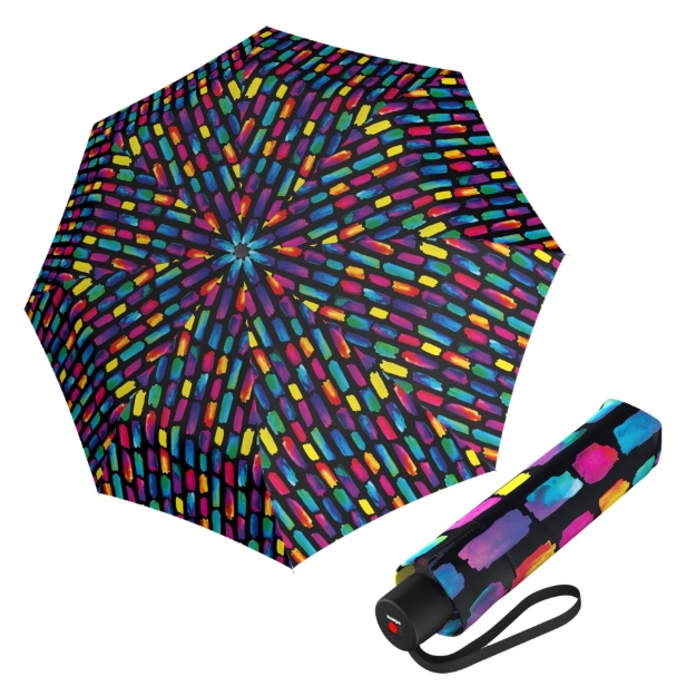 Obrázek z Knirps A.050 medium manual create black - elegantní skládací deštník vícebarevný 
