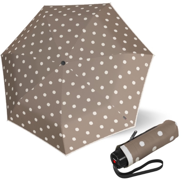 Obrázek z KNIRPS T.020 DOT ART TAUPE - ultralehký skládací deštník béžová 
