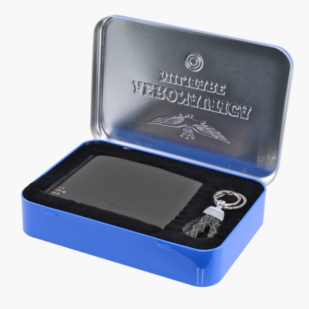 Obrázek z Set Peněženka a přívěsek Aeronautica Militare Gift AM-191-01 černá 