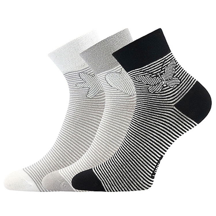 Obrázek z LONKA Ponožky dámské slabé JANKA letní MIX s proužky a obrázky (3 páry) 