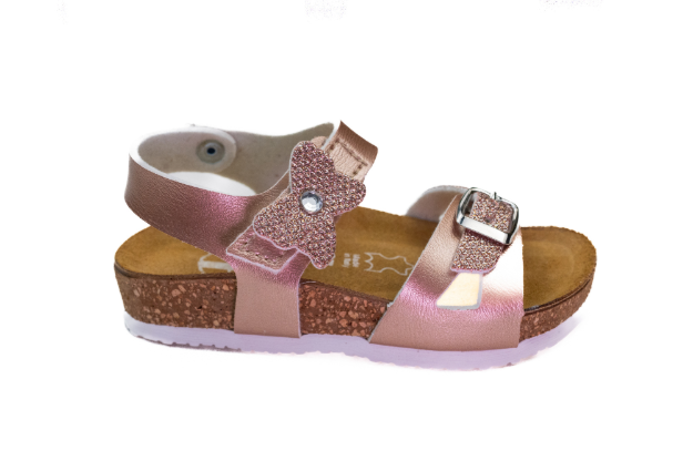 Obrázek z Dětské pantofle rose gold s motýlkem 