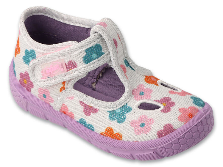 Obrázek z BEFADO 630P020 dívčí bačkorky fialové kytičky 