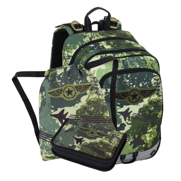 Obrázek z Bagmaster ALFA 25 B malý školní set pro prvňáčky – stíhačky Zelená 18 l 